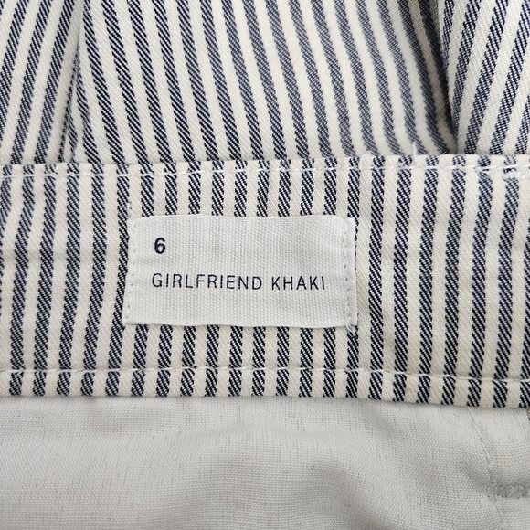 GAP Girlfriend Khaki Pants Blue Conductor Stripe High Rise Slim Straight Chino 6 - Picture 5 of 7